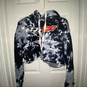 Corvette cropped tie dye hoodie
